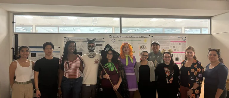 Erbay Lab members in costumes celebrating Halloween