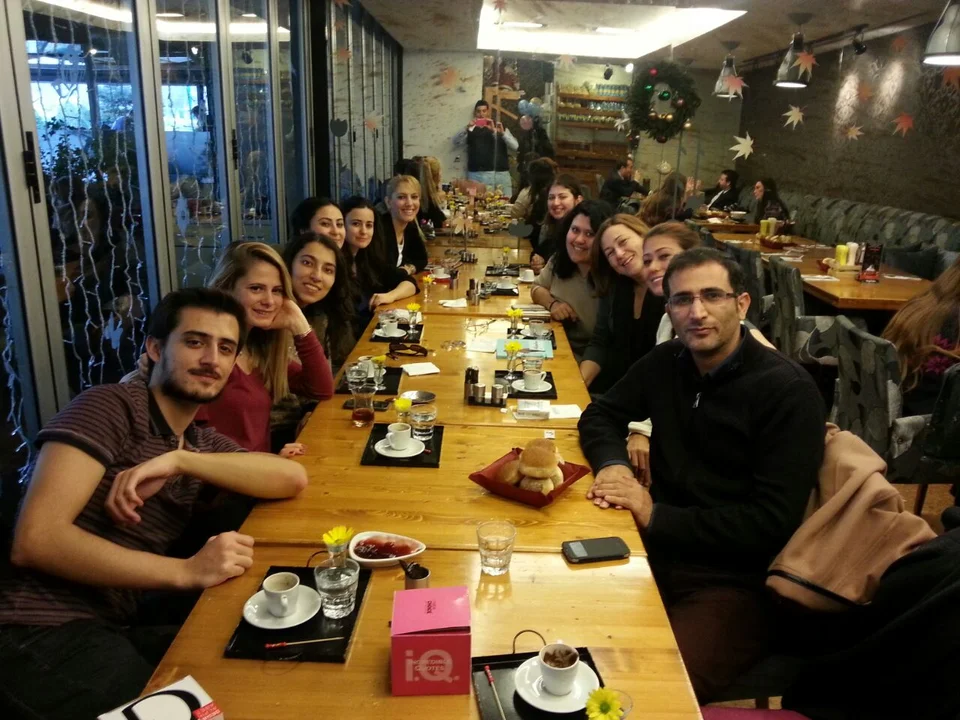 Erbay Lab members getting dinner